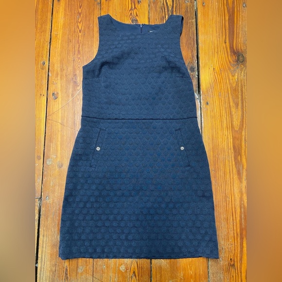 Banana Republic Textured Sleeveless Sheath Dress Size 12 Navy Career Classic - Picture 10 of 11